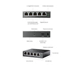 TP-Link Omada ES205GP - switch - 5-poorts - Gigabit - Easy Managed - PoE+ - 4x PoE - 65W