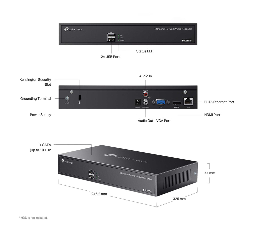 VIGI 1 serie NVR, 1 Harde schijf, 4 kanalen input - NVR1004H