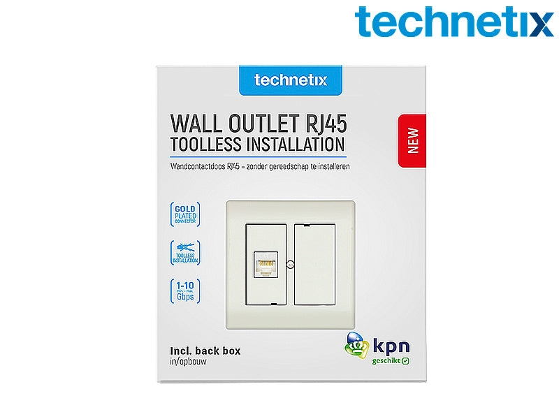 Wandcontactdoos RJ45 eengats, uitbreidbaar (shopverpakking) - Technetix