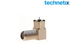 Coaxconnector F-male ↔ F-female, haaks (FM-FF/90) - Technetix