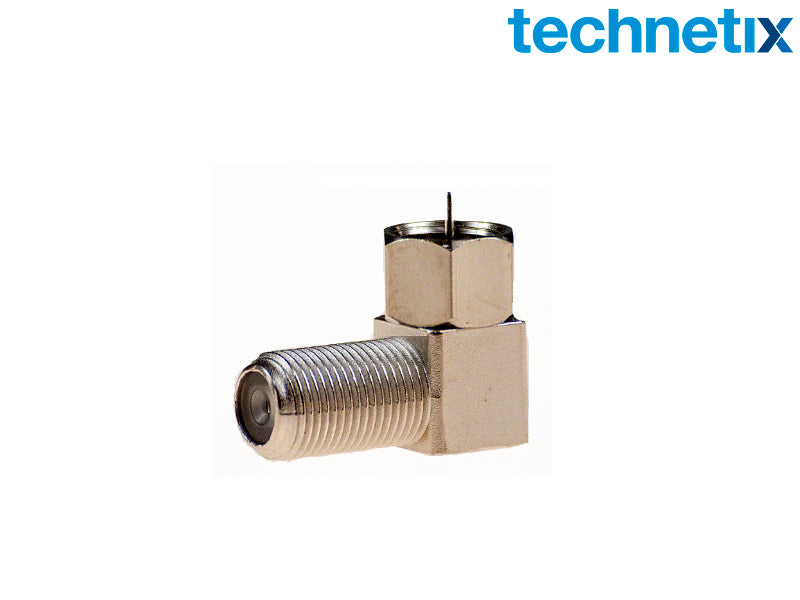 Coaxconnector F-male ↔ F-female, haaks (FM-FF/90) - Technetix