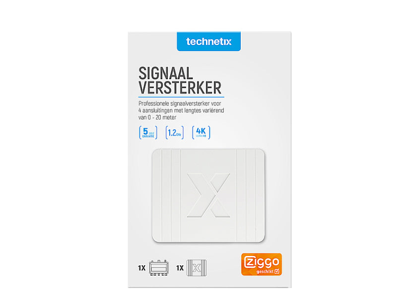 Coaxversterker 4x uitgangen tot 8 dB, geschikt voor interactieve TV (FRA75xS) - Technetix