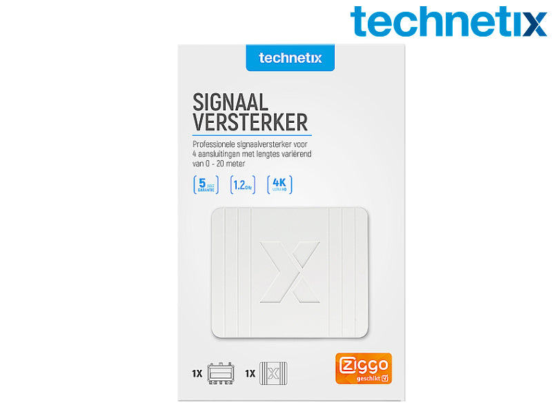 Coaxversterker 4x uitgangen tot 8 dB, geschikt voor interactieve TV (FRA75xS) - Technetix