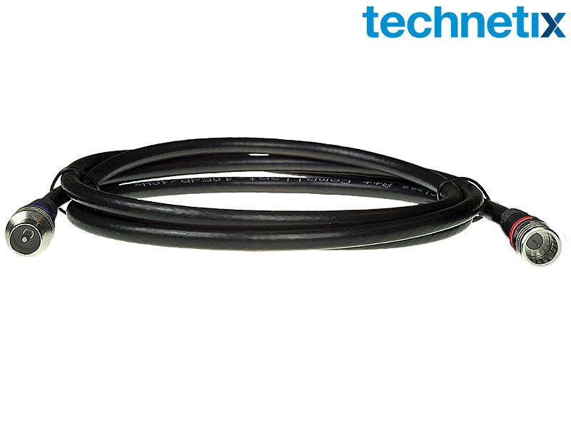Technetix RLA++ IEC-male naar F-male coaxkabel 1,5 meter zwart – Quad Shield – DOCSIS 4.0