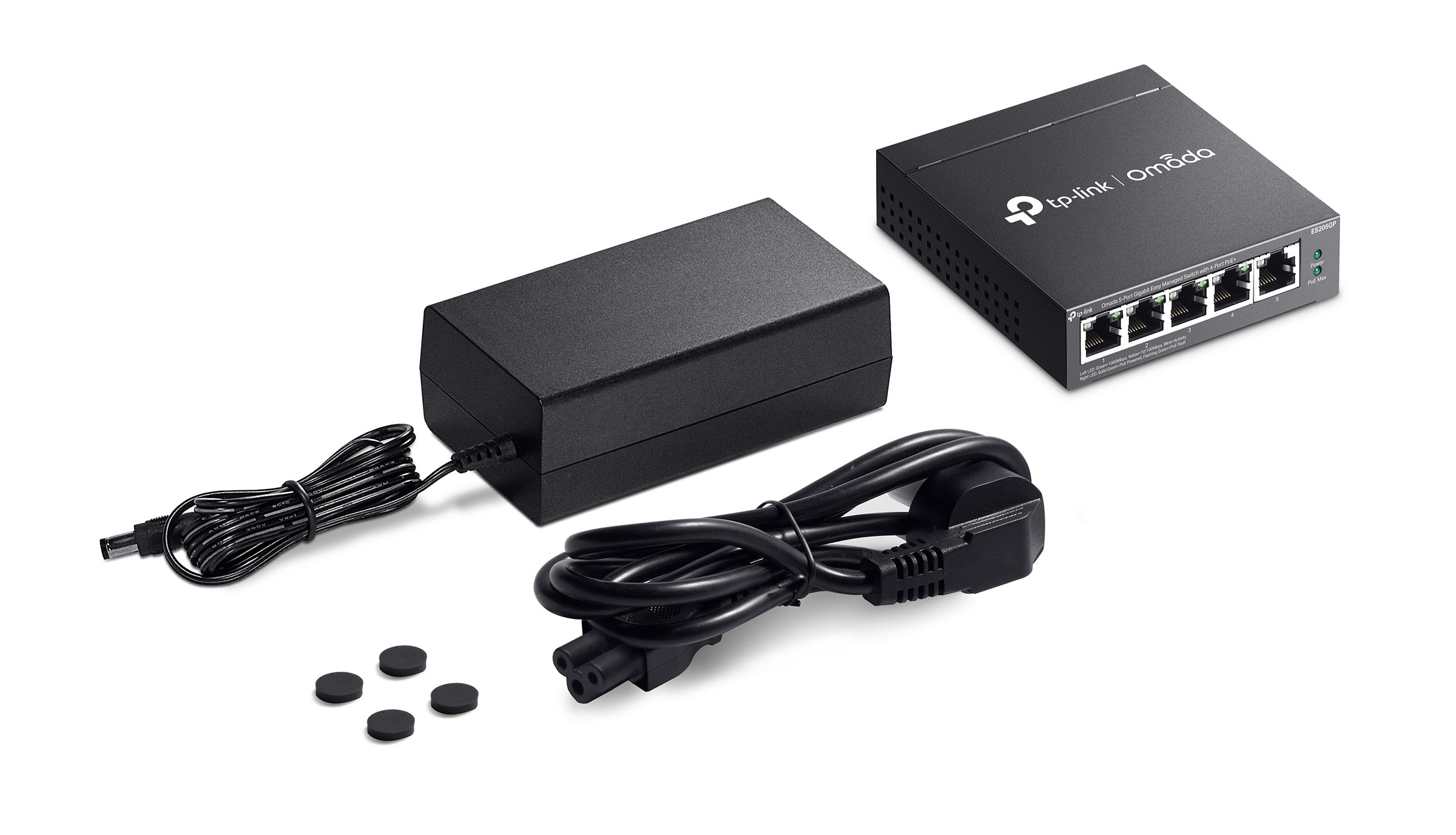 TP-Link Omada ES205GP - switch - 5-poorts - Gigabit - Easy Managed - PoE+ - 4x PoE - 65W