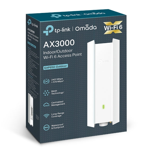 TP-Link Omada EAP650-OUTDOOR - outdoor access point - Wi-Fi 6 - AX3000 - dual-band - PoE