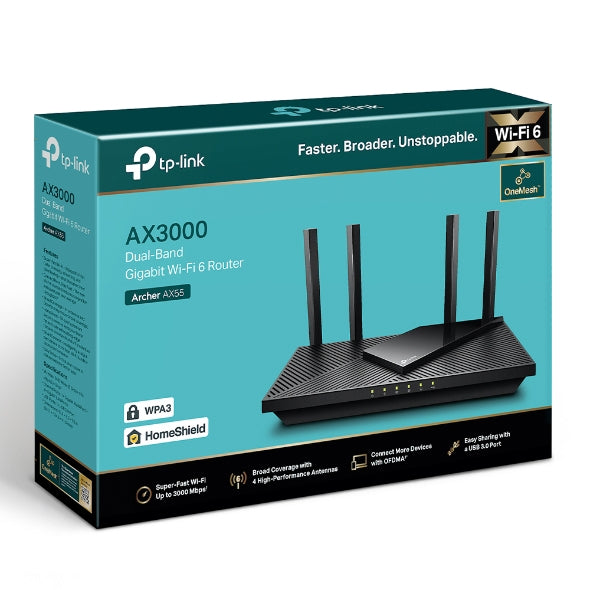 TP-Link Archer AX55 - router - Wi-Fi 6 - AX3000 - dual-band