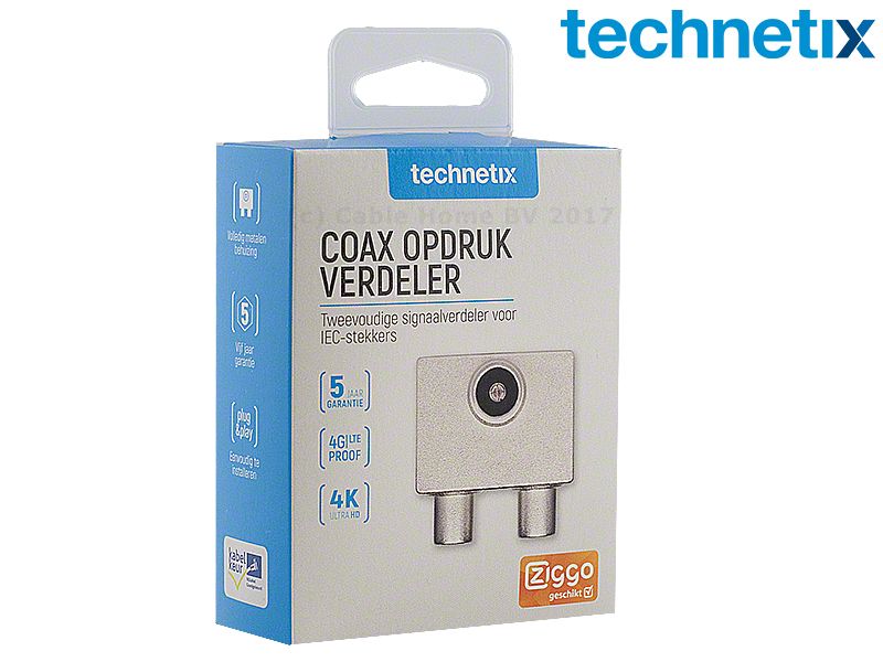 Coaxverdeler 2-weg IEC-male, geschikt voor interactieve TV - Technetix