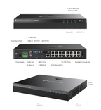 VIGI 2 serie NVR, 2 Harde schijf, 16 kanalen input, 16x More PoE - NVR2016H-16MP