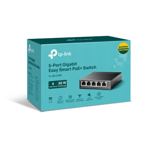 TP-Link TL-SG105PE - switch - 5-poorts - Gigabit - Easy Smart - POE+ - 4x PoE