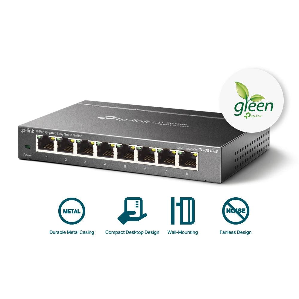 TP-Link TL-SG108E - switch - 8-poorts - Gigabit - Easy Smart - POE+