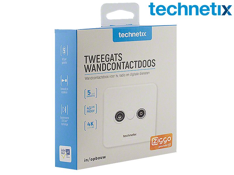 Wandcontactdoos Coax tweegats - Technetix