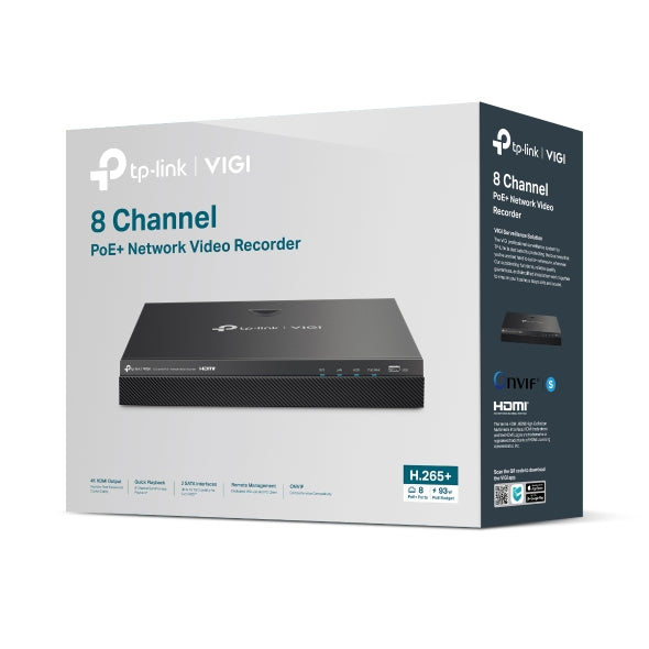 VIGI 2 serie NVR, 2 Harde schijf, 8 kanalen input, 8x PoE - NVR2008H-8MP
