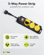 Stekkerdoos 3-voudig, spatwaterdicht, 3 m