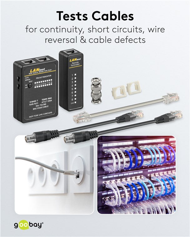 Set voor netwerkkabeltester, CAT 5, CAT 6, CAT 7 en ISDN