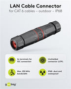 Outdoor (IP68) netwerkkabelconnector, CAT 6 niet afgeschermd