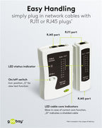 Professionele Netwerkkabeltester voor RJ11 en RJ45 Kabels met LED-diagnose - XT468