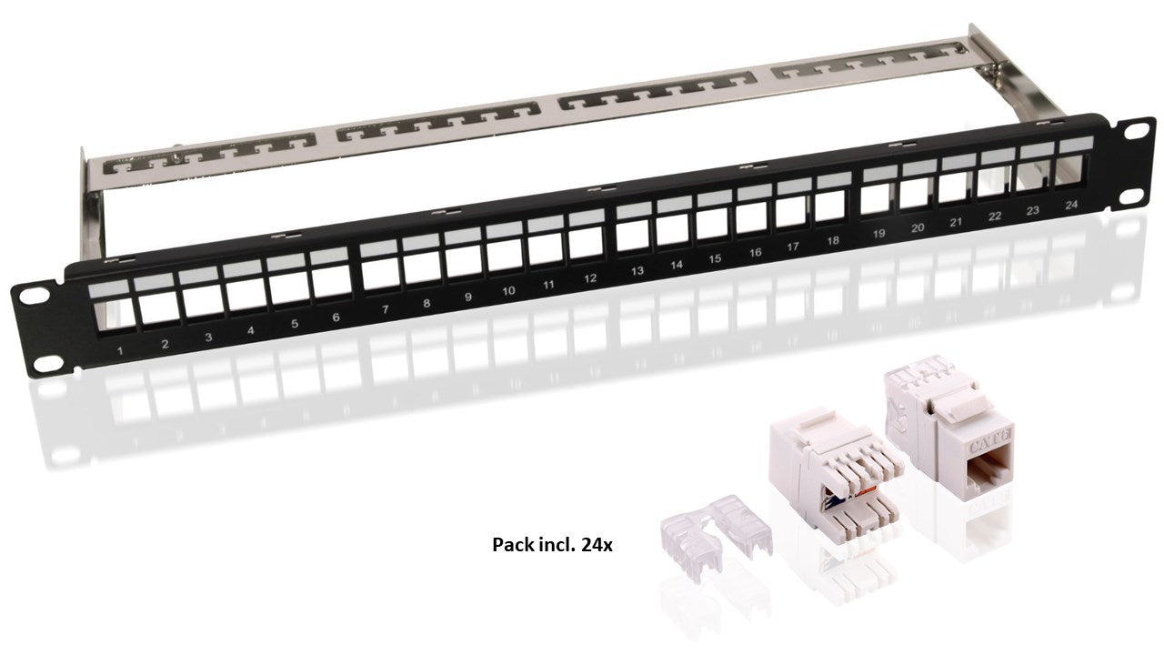 Keystone patchpanel, 19 inch, 24-poorts (1 U)