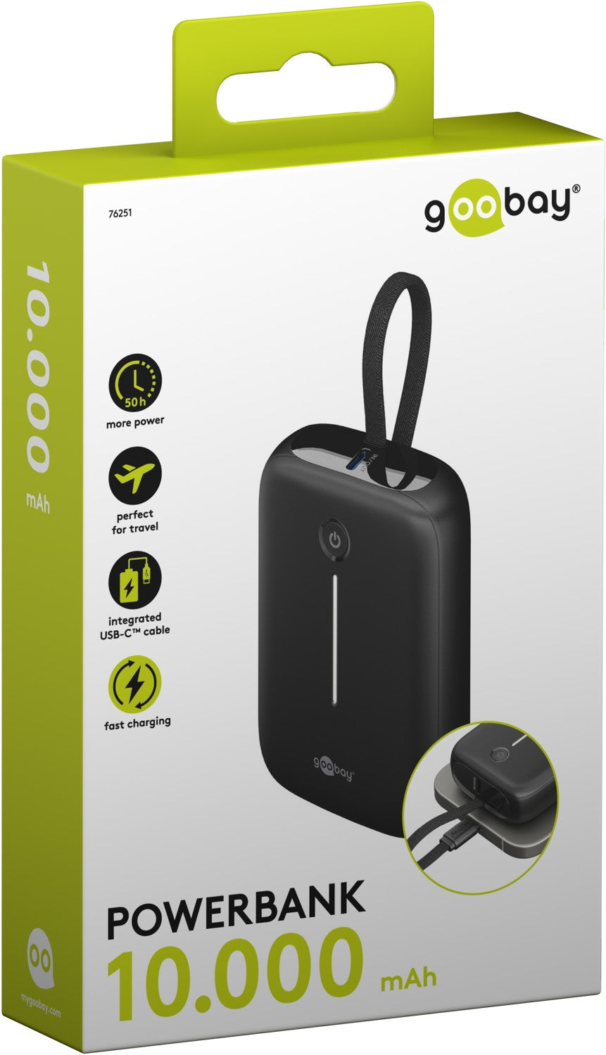 Powerbank - 10.000 mAh - Ingebouwde USB-C kabel