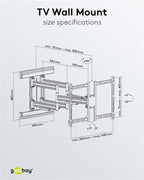 TV Muurbeugel Full Motion – Geschikt voor 37 t/m 70 inch – Zwart (XL)