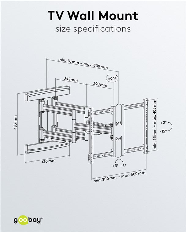 TV Muurbeugel Full Motion – Geschikt voor 37 t/m 70 inch – Zwart (XL)