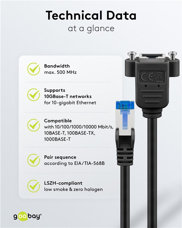 CAT 6A verlengkabel, S/FTP (PiMF), CU - Goobay