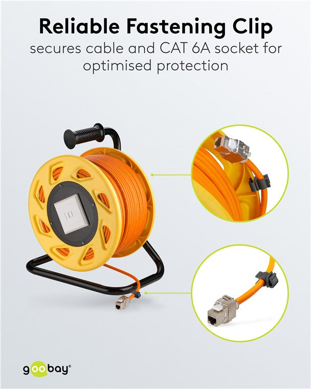 CAT 7A mobiele RJ45-netwerkkabelhaspel, oranje - Goobay