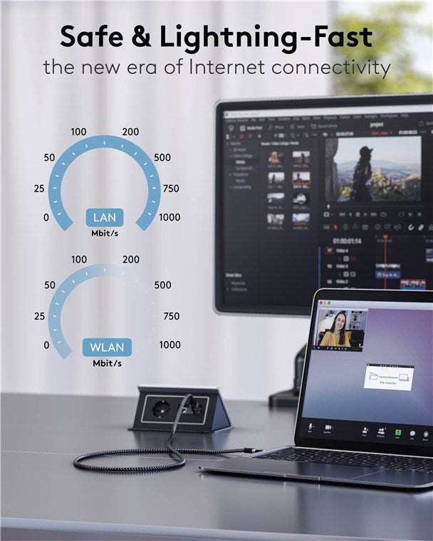 USB-C 3.1 naar RJ45 Ethernet-kabel