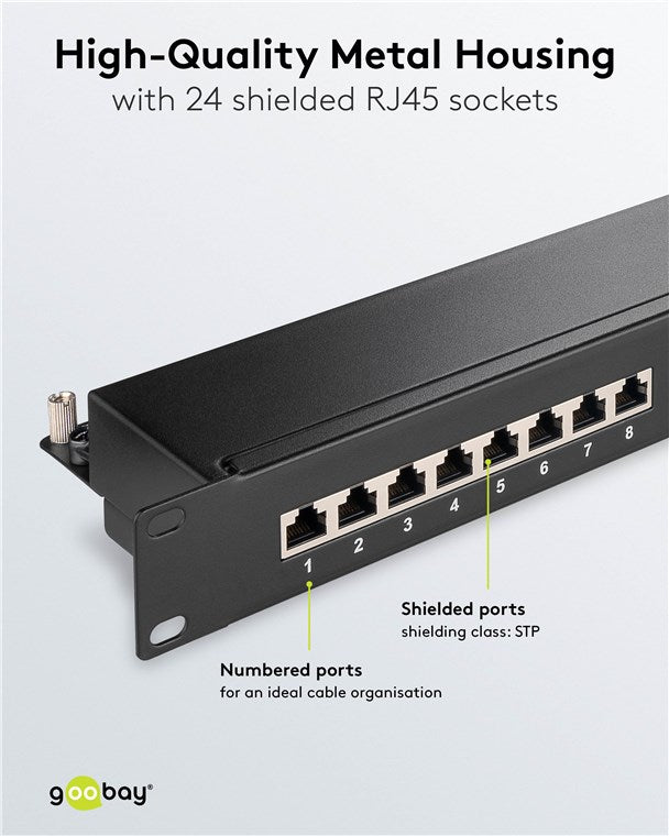 CAT 6A patchpaneel, 19 inch, 24-poorts (1 U)