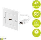 HDMI™ wandcontactdoos, verguld, 1x HDMI™ aansluiting (type A) > 1x HDMI™ aansluiting (type A)