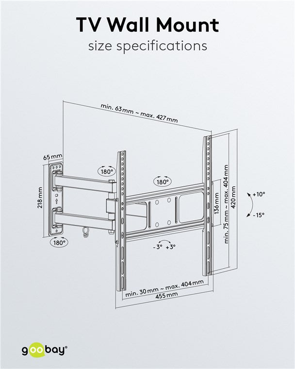 TV Muurbeugel Full Motion – Geschikt voor 32 t/m 55 inch – Zwart (M)