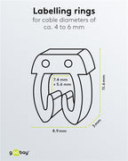 Kabelmarkeerclips "Cijfers 0-9", voor kabeldiameters van 5,6 - 7,4 mm, 10x 10 gekleurde markeerringen