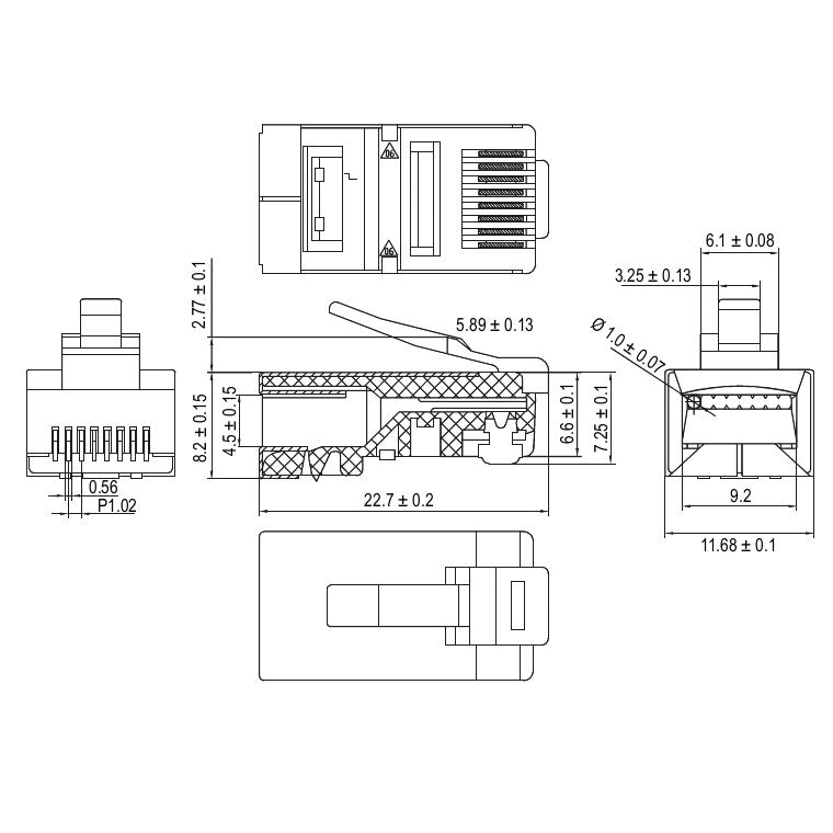 RJ45 afgeschermde stekker, CAT 5e STP (10 stuks)