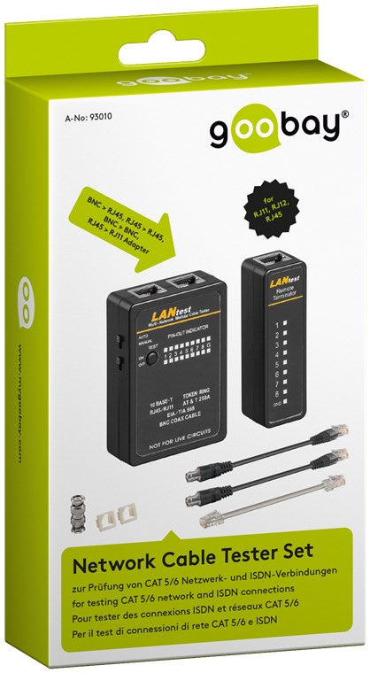 Set voor netwerkkabeltester, CAT 5, CAT 6, CAT 7 en ISDN