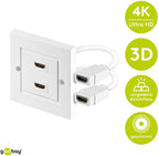 HDMI™ wandcontactdoos, verguld, 2x HDMI™ aansluiting (type A) > 2x HDMI™ aansluiting (type A)