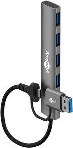 2-in-1 Slimme 4-Poorts USB Hub – 5 Gbit/s