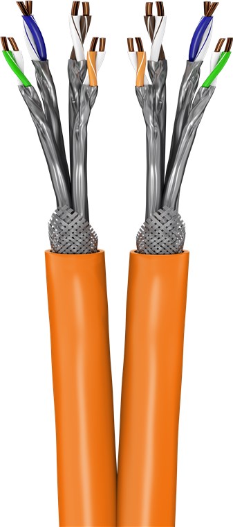 CAT 7A duplex netwerkkabel, S/FTP (PiMF), oranje