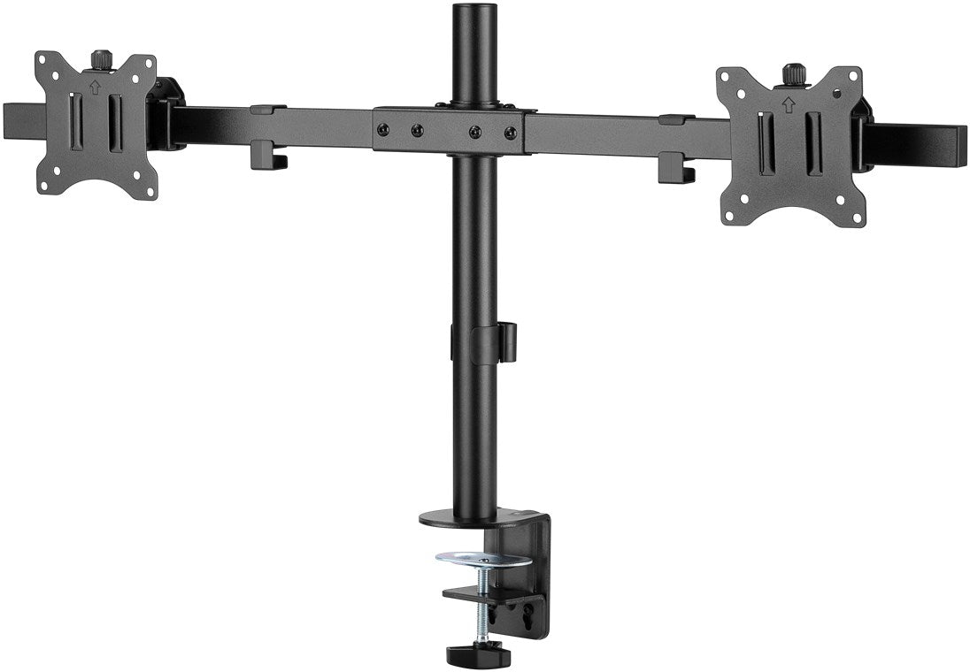 Dubbele Monitorarm Vast – Geschikt voor 17 t/m 32 inch – Zwart