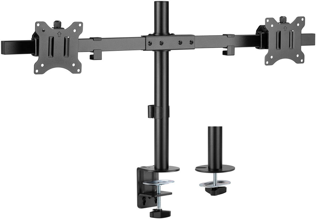 Dubbele Monitorarm Vast – Geschikt voor 17 t/m 32 inch – Zwart