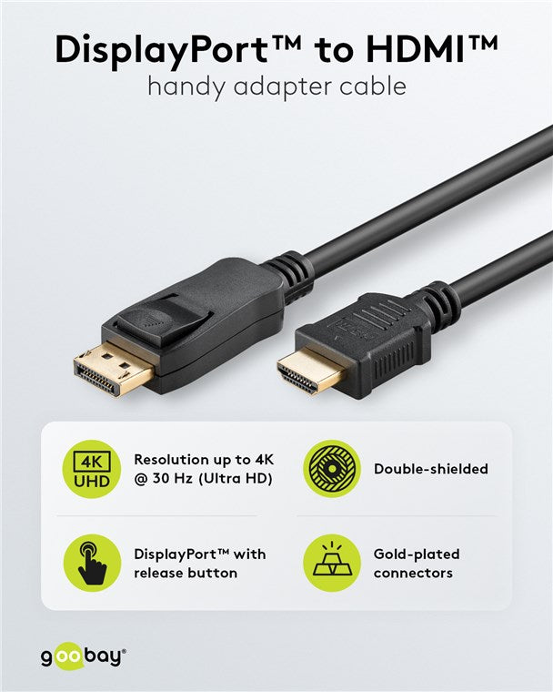 DisplayPort‑naar‑HDMI‑kabel, 4K @ 30 Hz