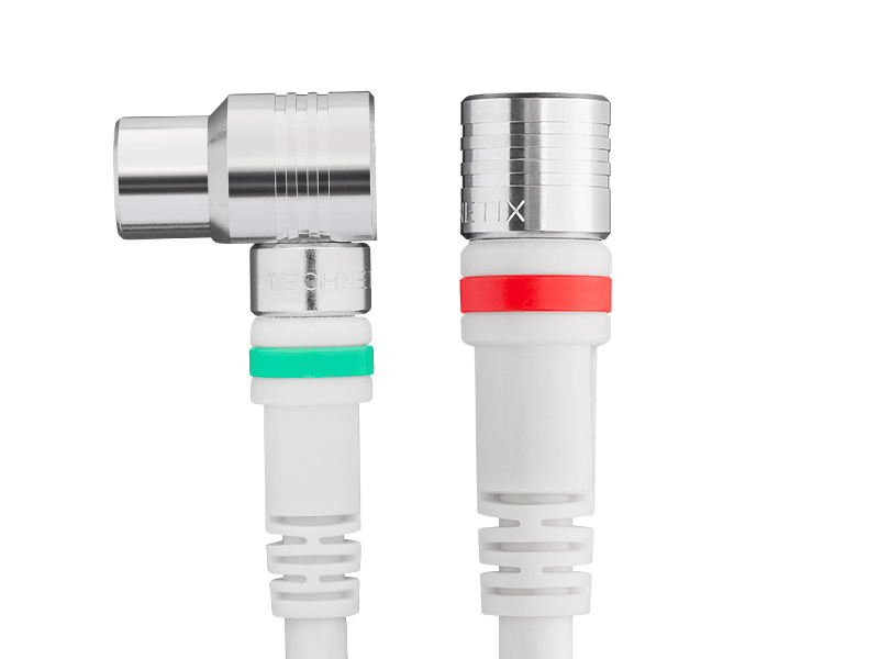 Coax aansluitkabel - IEC female haaks ↔ F-male recht, 1,5 meter - Technetix