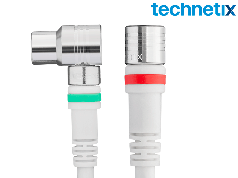 Coax aansluitkabel - IEC female haaks ↔ F-male recht, 1,5 meter - Technetix