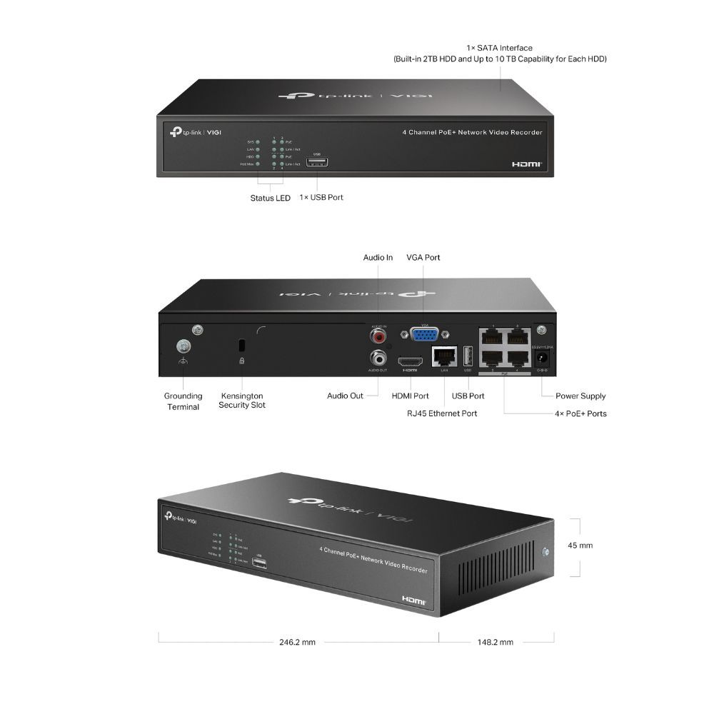 TP-Link VIGI NVR1004H-4P (Inclusief 2TB HDD)